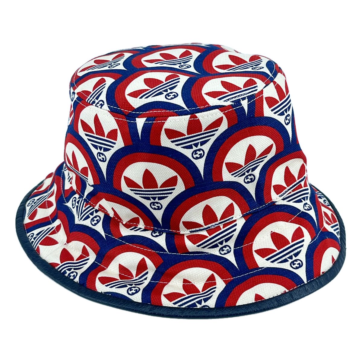 Gucci Adidas Bucket Hat All Over Print Hat S Beige Red Navy — view 3