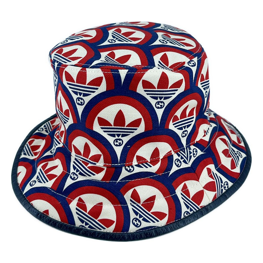 Gucci Adidas Bucket Hat All Over Print Hat S Beige Red Navy