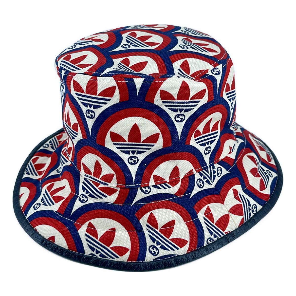 Gucci Adidas Bucket Hat All Over Print Hat S Beige Red Navy