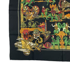 Hermes Carre 90 Au Fil de la Soie Silk Scarf Black Multicolor — view 4