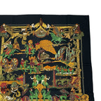 Hermes Carre 90 Au Fil de la Soie Silk Scarf Black Multicolor — view 3