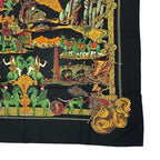 Hermes Carre 90 Au Fil de la Soie Silk Scarf Black Multicolor — view 5