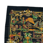 Hermes Carre 90 Au Fil de la Soie Silk Scarf Black Multicolor — view 2