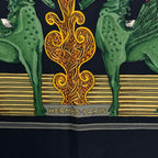 Hermes Carre 90 Au Fil de la Soie Silk Scarf Black Multicolor — view 6