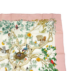 Hermes Scarf Carre 90 AU Coeur Des Bois in the Forest Silk 100% Pink — view 3