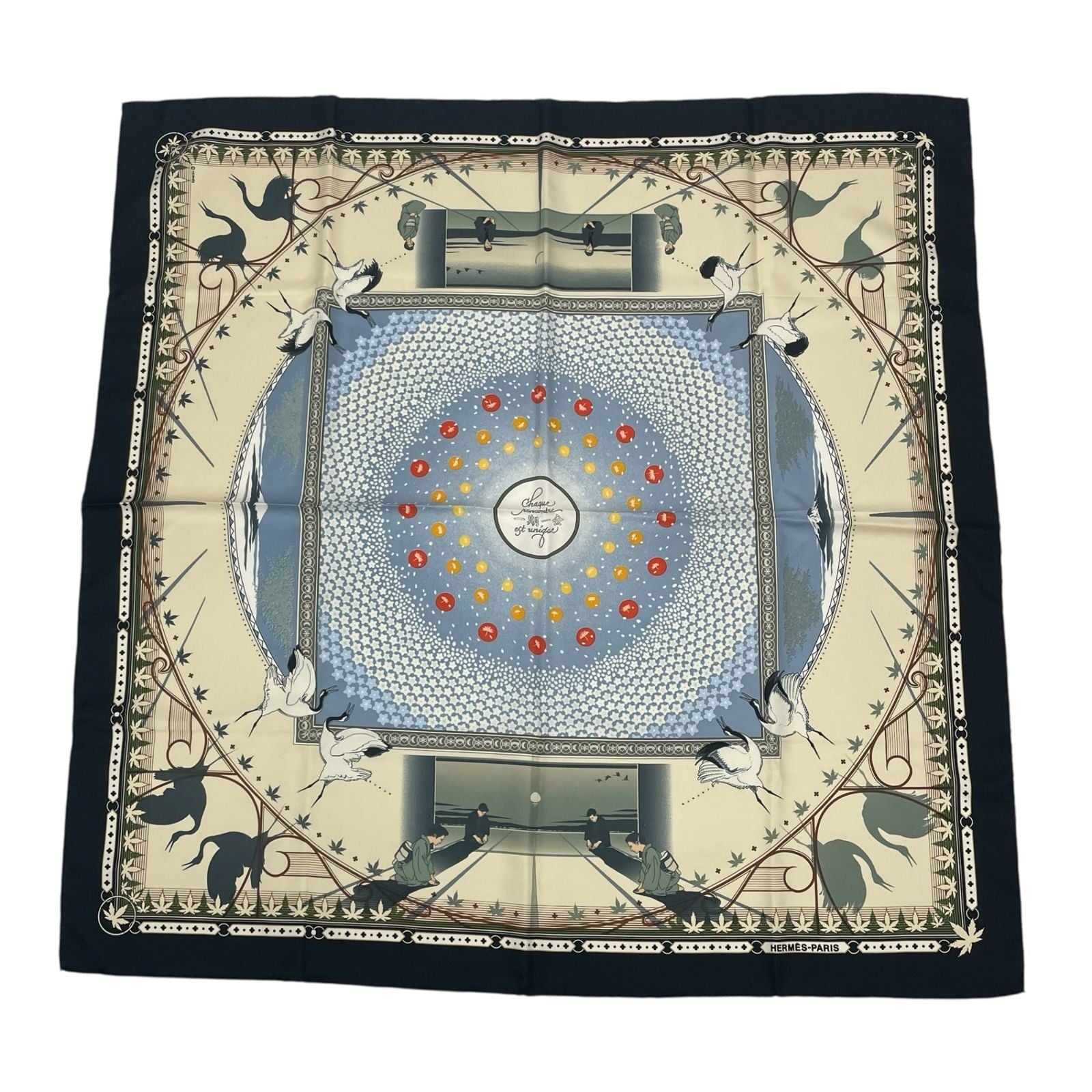 Hermes Carre 90 Chaque Rencontre Est Unique Ichi Era Ichie Scarf Kacho Fugetsu — view 2