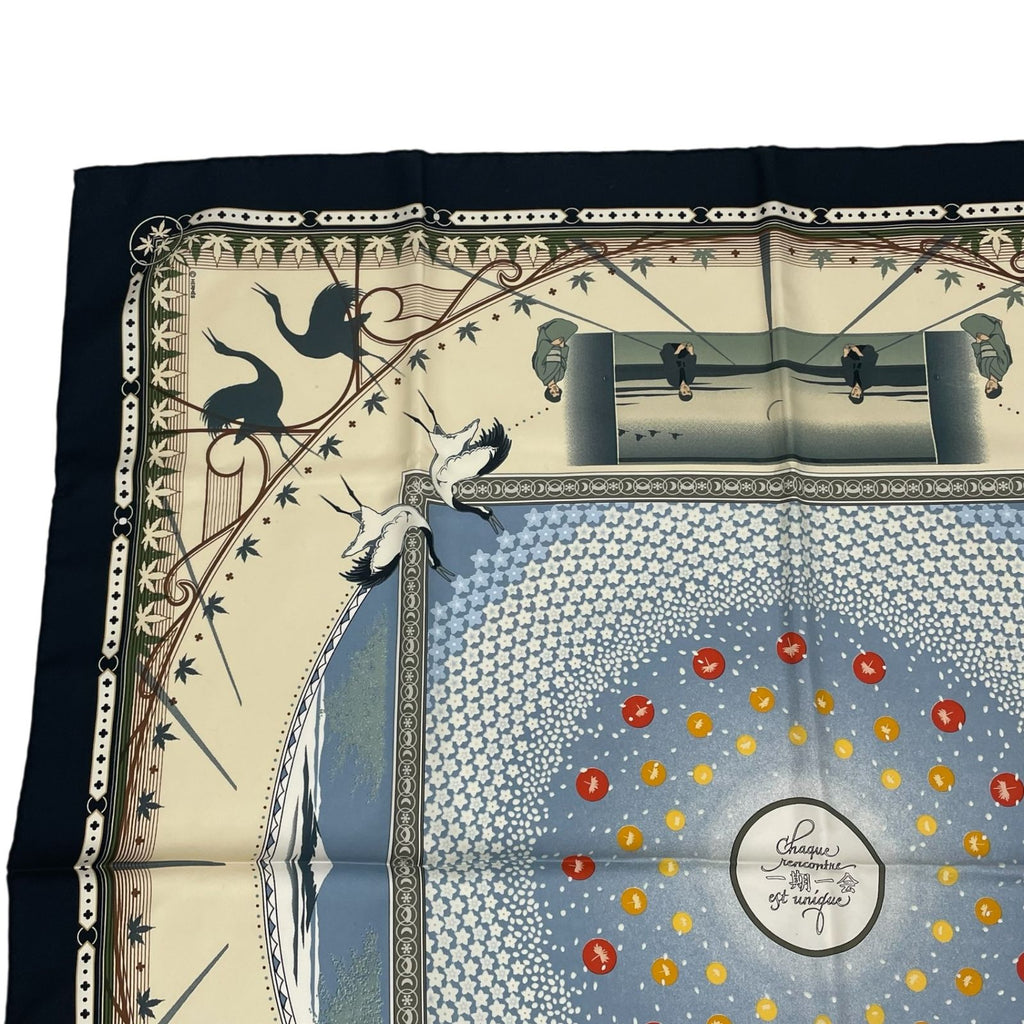 Hermes Carre 90 Chaque Rencontre Est Unique Ichi Era Ichie Scarf Kacho Fugetsu — view 3