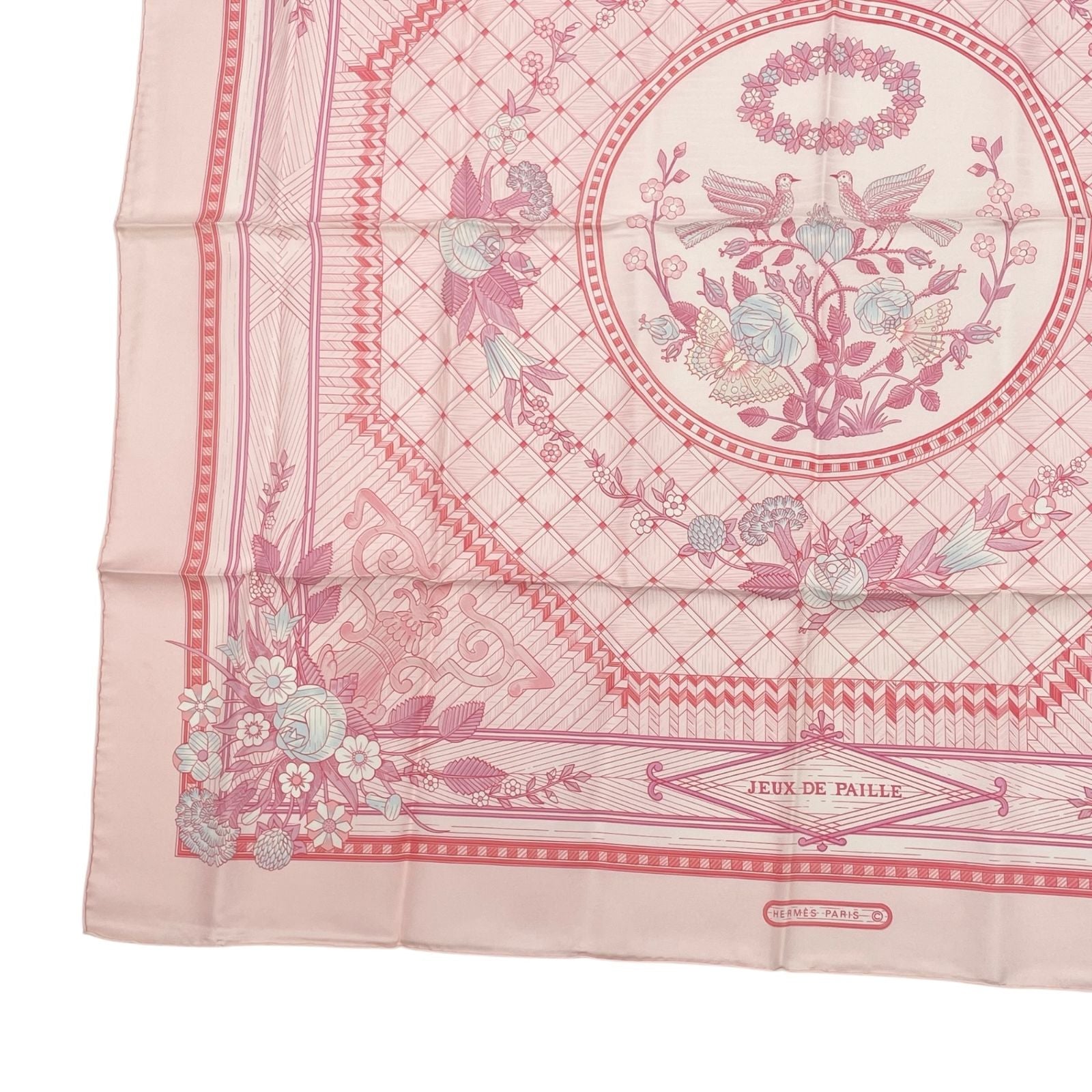 Hermes Carre 90 Jeux de Paille Silk Scarf Allover Pattern Small Bird Butterfly — view 5