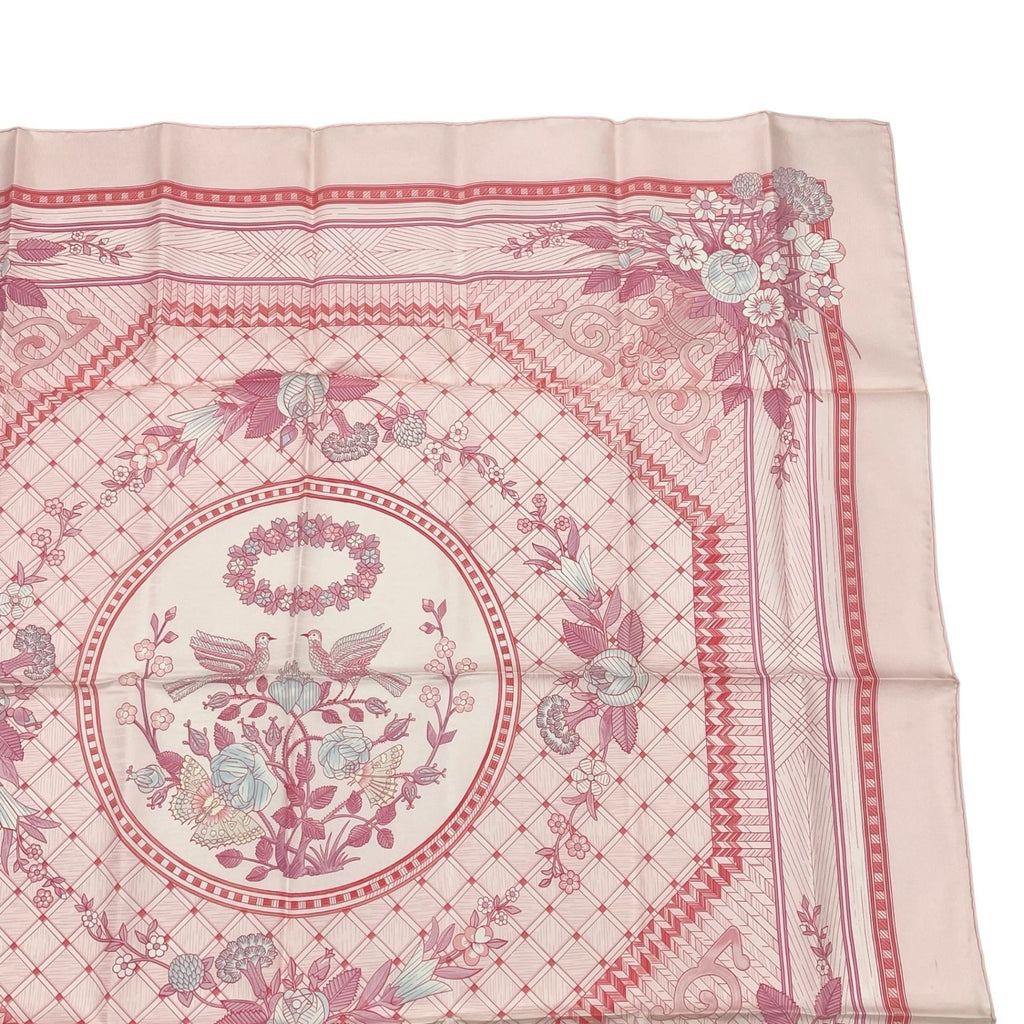 Hermes Carre 90 Jeux de Paille Silk Scarf Allover Pattern Small Bird Butterfly — view 4
