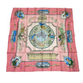 Hermes Carre 90 le Geographe Geographer Silk 100% Pink Scarf