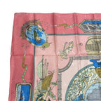 Hermes Carre 90 le Geographe Geographer Silk 100% Pink Scarf — view 2