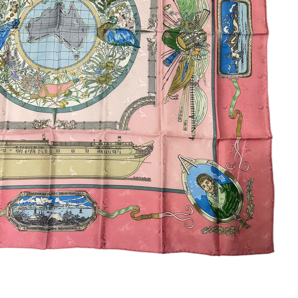 Hermes Carre 90 le Geographe Geographer Silk 100% Pink Scarf — view 5