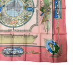 Hermes Carre 90 le Geographe Geographer Silk 100% Pink Scarf — view 5