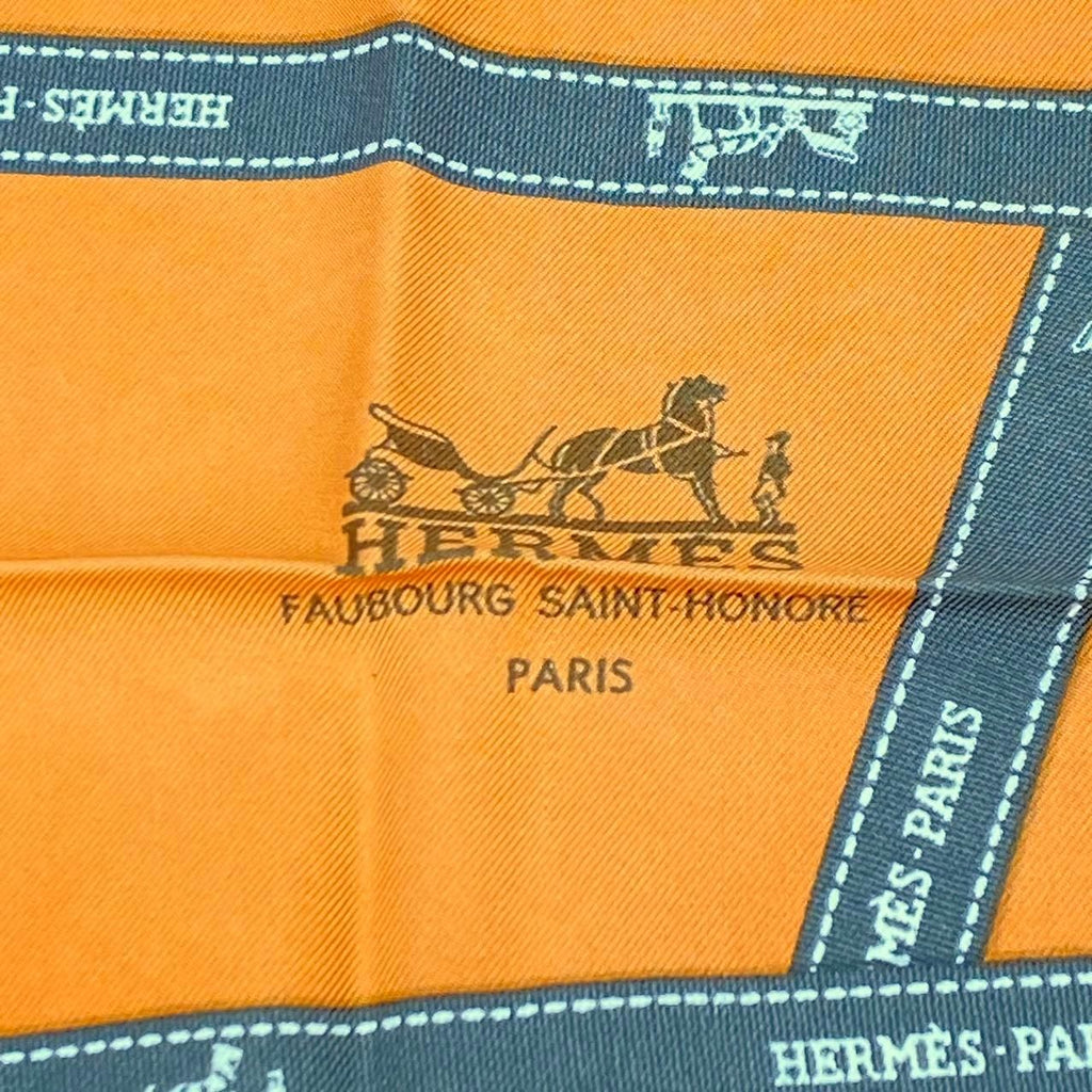 Hermes Scarf Carre 90 Bolduc Ribbon Pattern Orange — view 7