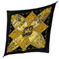 Hermes Scarf Pleated Scene With Horses la Vie A Cheval Gold Black