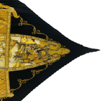 Hermes Scarf Pleated Scene with Horses la Vie a Cheval Gold Black — view 4