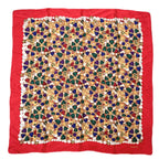 Chanel Silk Scarf Large CC Logo Gripoix Pattern Red Multicolor
