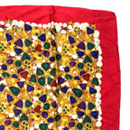 Chanel Silk Scarf Large CC Logo Gripoix Pattern Red Multicolor — view 3