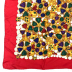 Chanel Silk Scarf Large CC Logo Gripoix Pattern Red Multicolor — view 5