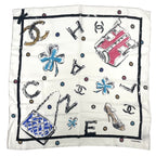 Chanel Icon Motif Scarf CC Logo Silk White — view 2