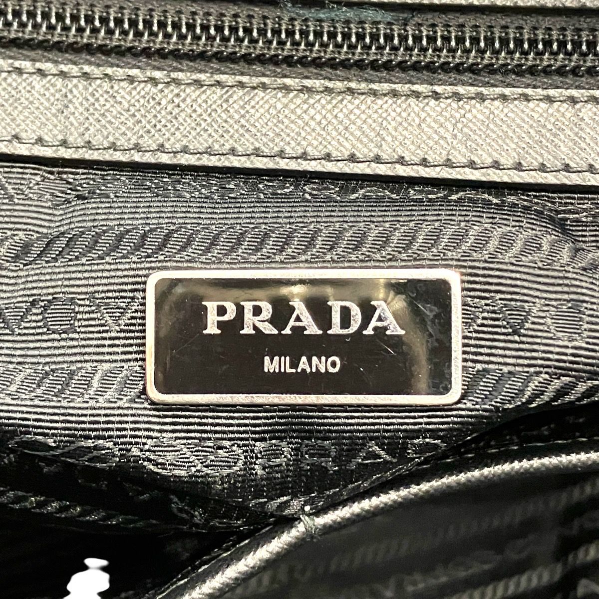 Prada Triangle Logo Briefcase Business Leather Nylon — view 4