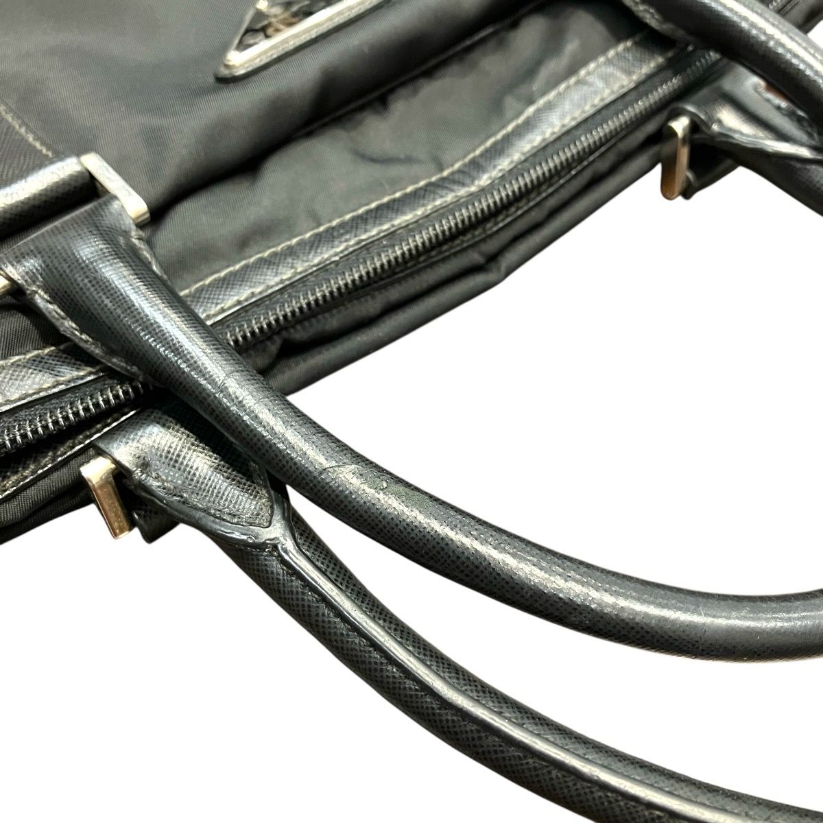 Prada Triangle Logo Briefcase Business Leather Nylon — view 8