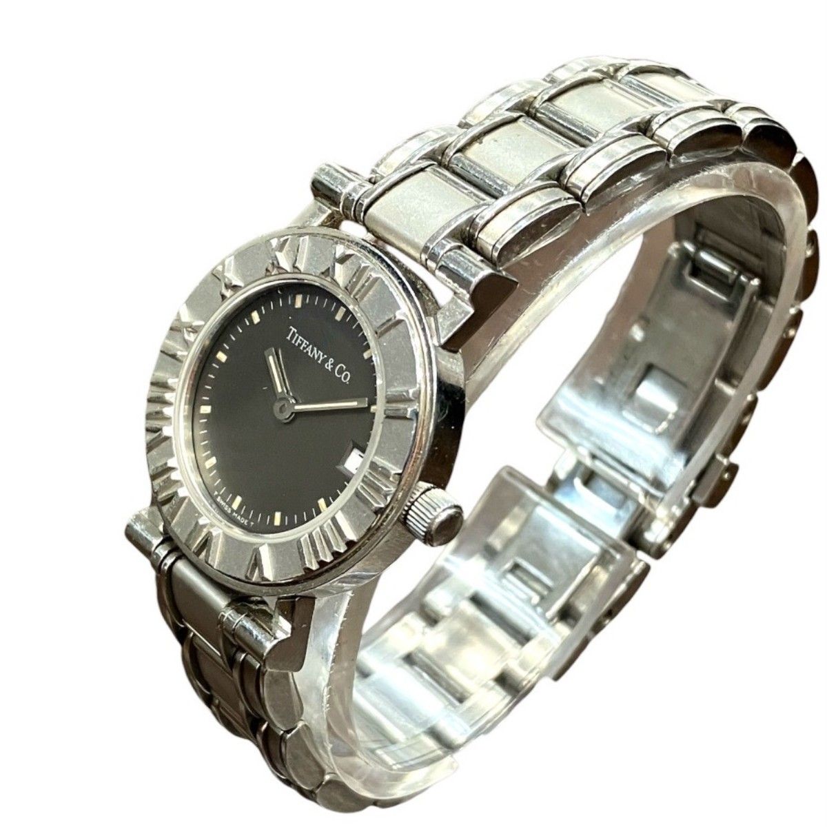 Tiffany & Co Atlas Watch SS Quartz Black Dial — view 2
