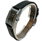 Hermes Dandem Diamond Set Bezel Watch SS Leather Quartz Black Dial — view 2