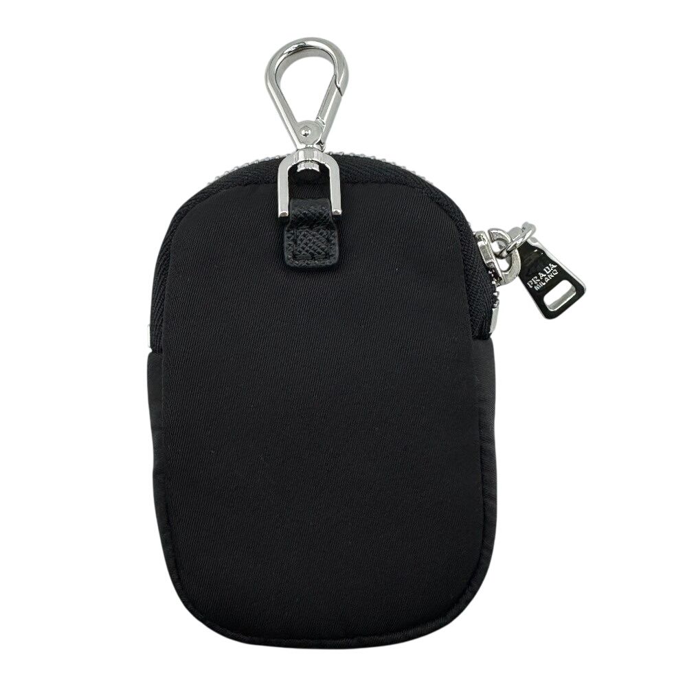 Prada Re-Nylon Mini Pouch Triangle Logo Nylon Black with Key Chain — view 2