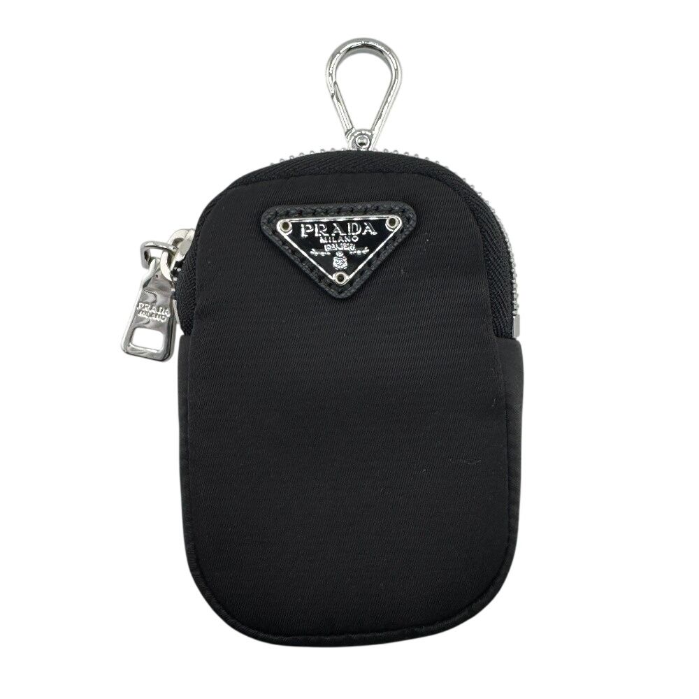 Prada Re-Nylon Mini Pouch Triangle Logo Nylon Black with Key Chain