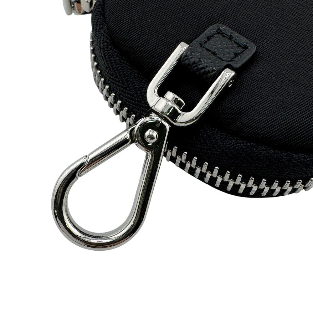 Prada Re-Nylon Mini Pouch Triangle Logo Nylon Black with Key Chain — view 6