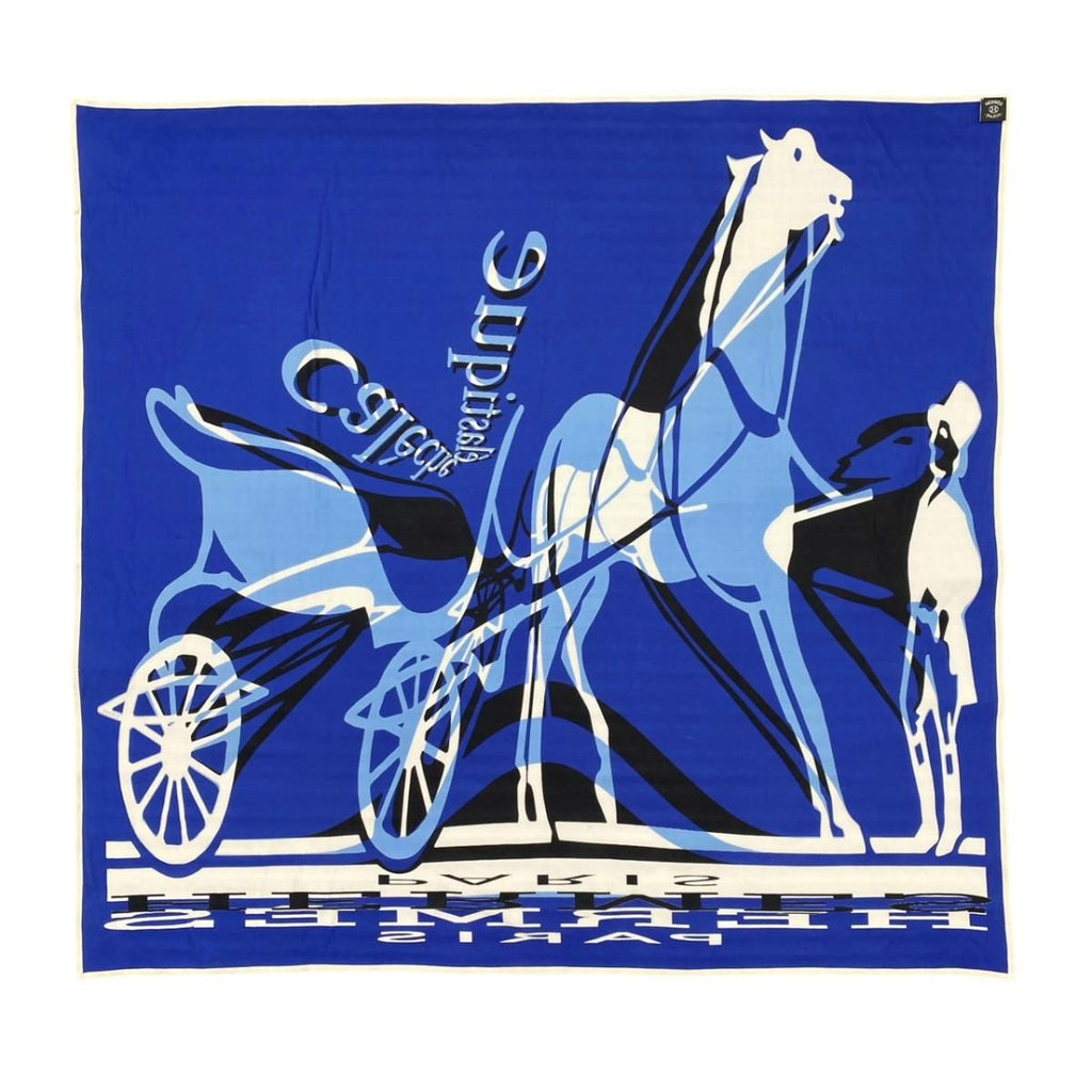 Hermes Silk Scarf Carre 90 Gavroche Elastic Blue Black White Caleche Elastique — view 2