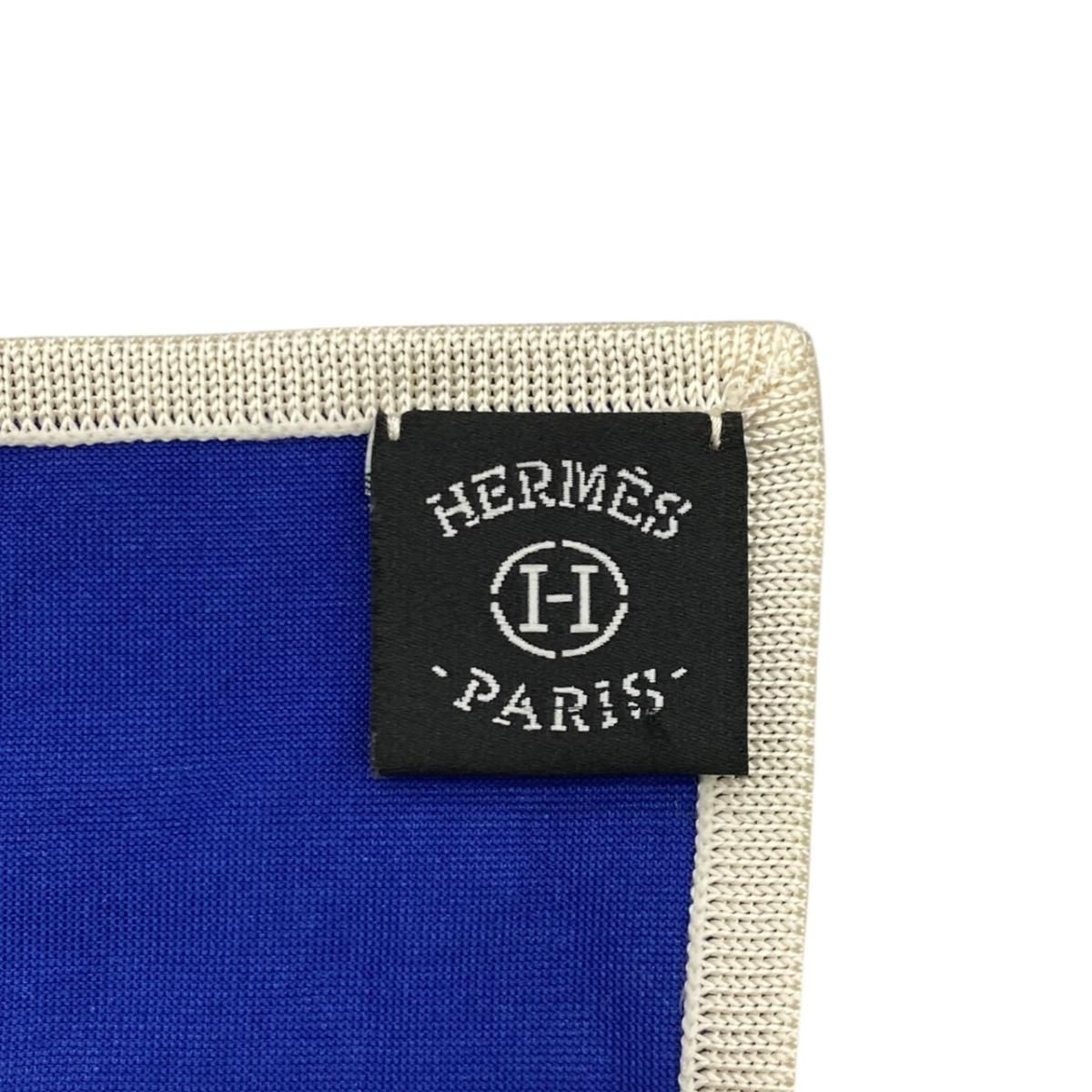 Hermes Silk Scarf Carre 90 Gavroche Elastic Blue Black White Caleche Elastique — view 7