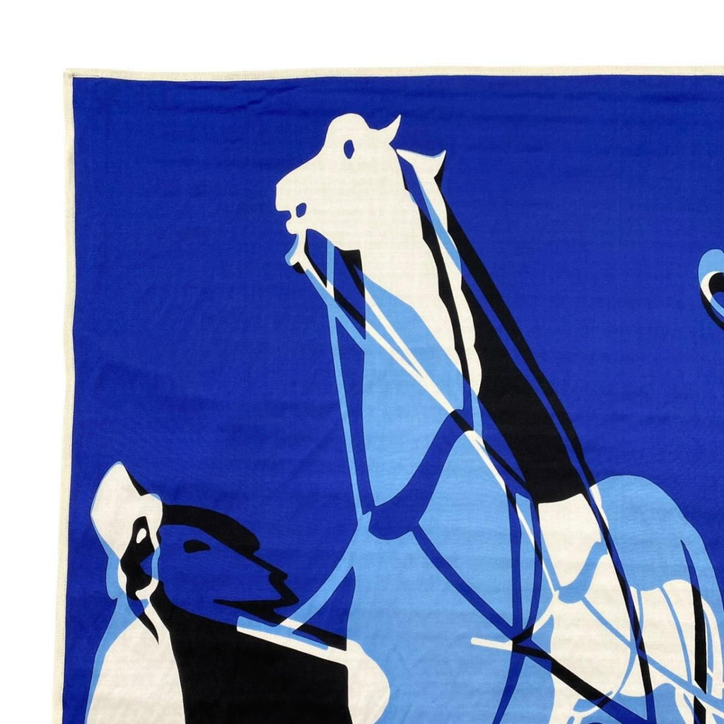 Hermes Silk Scarf Carre 90 Gavroche Elastic Blue Black White Caleche Elastique — view 3