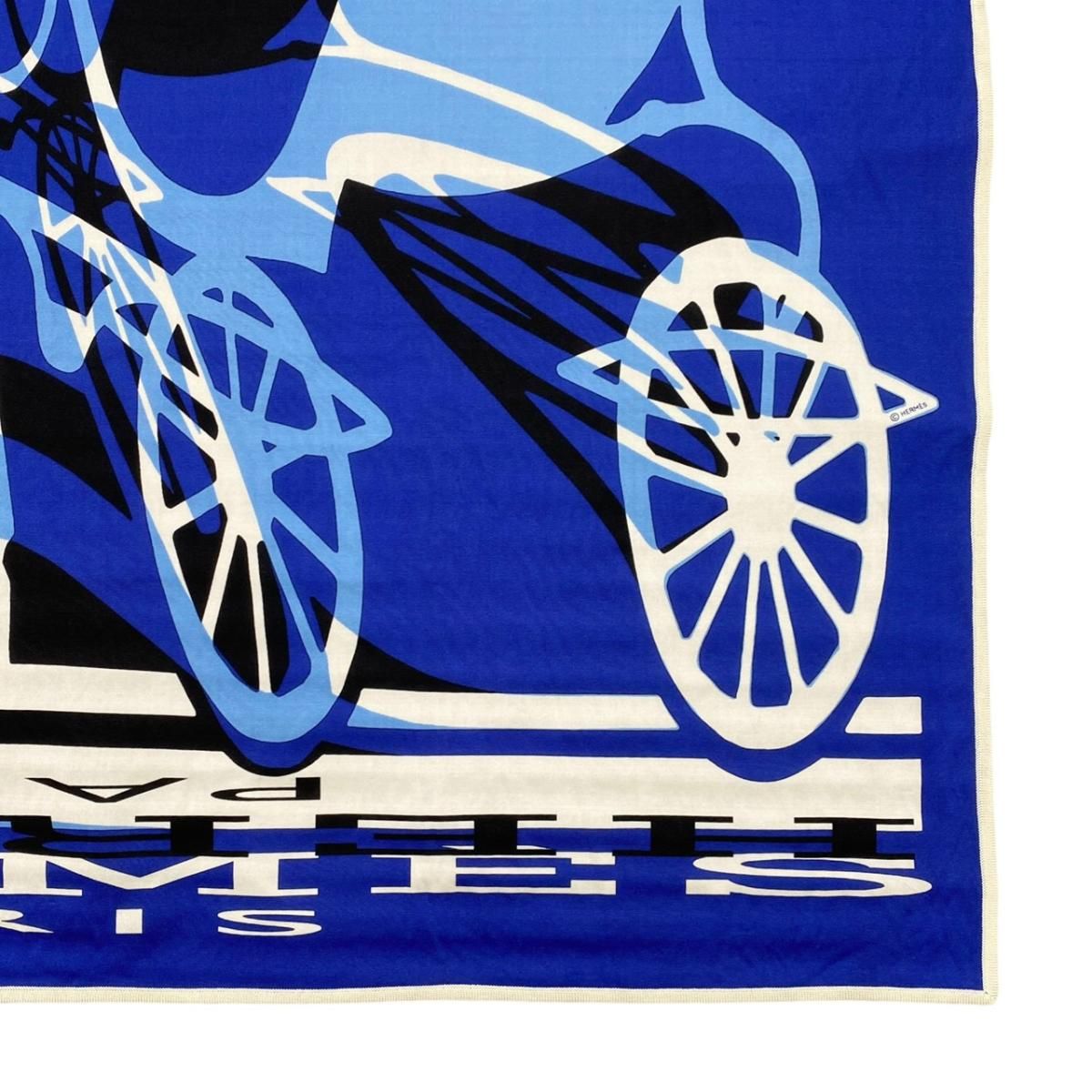 Hermes Silk Scarf Carre 90 Gavroche Elastic Blue Black White Caleche Elastique — view 6