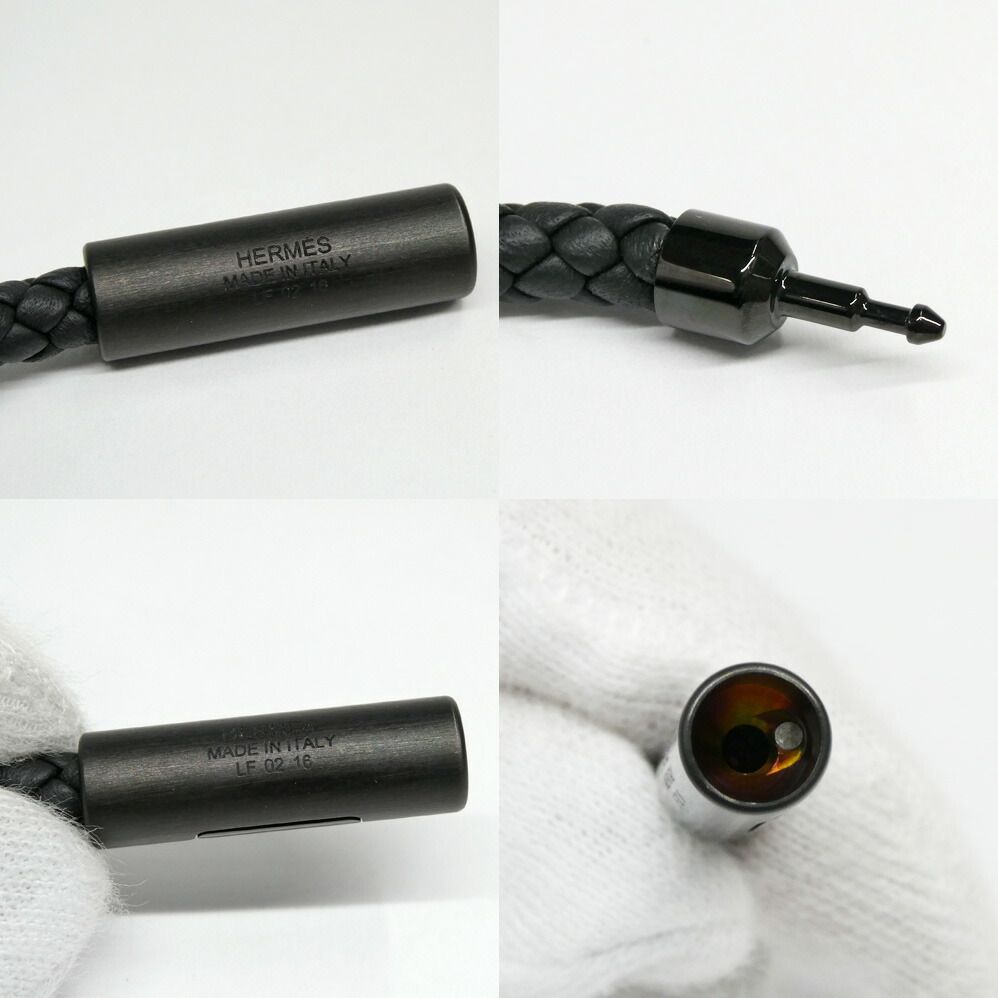 Hermes Bracelet Puzzle So Black Leather Metal Logo — view 8