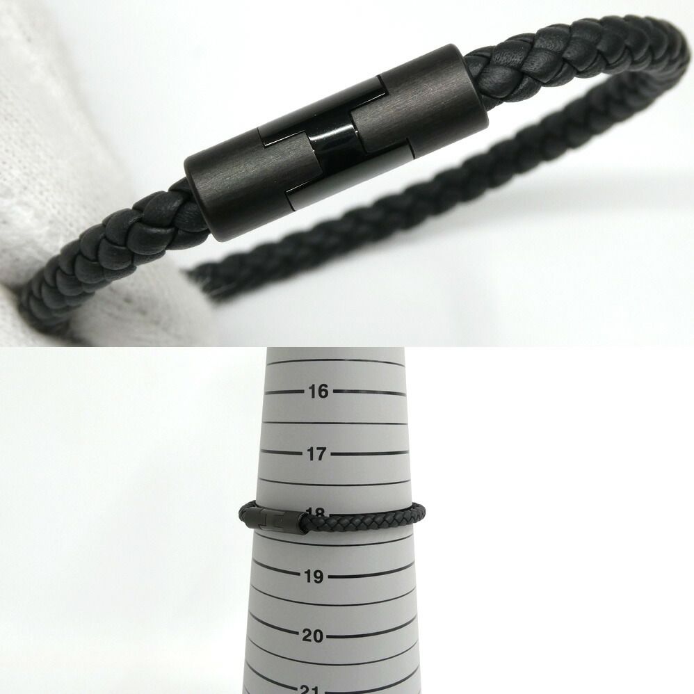 Hermes Bracelet Puzzle So Black Leather Metal Logo — view 7