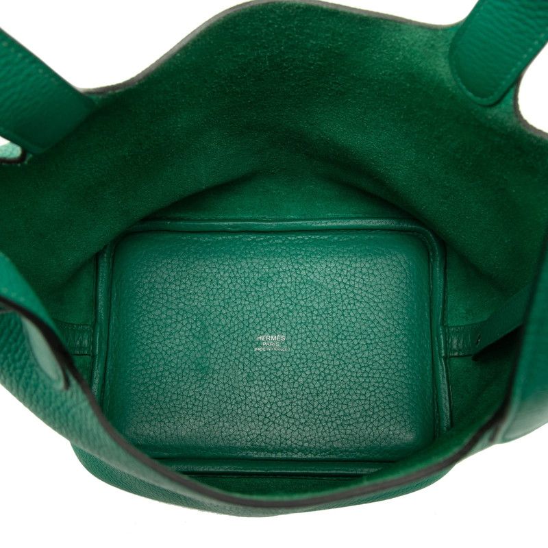 Hermes Picotin Lock PM Handbag Vert Vertigo Green Silver Taurillon Clemence — view 4