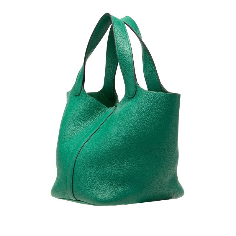 Hermes Picotin Lock PM Handbag Vert Vertigo Green Silver Taurillon Clemence — view 2