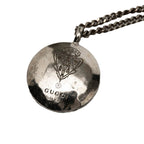 Gucci Crest Round Coin Chain Pendant Silver