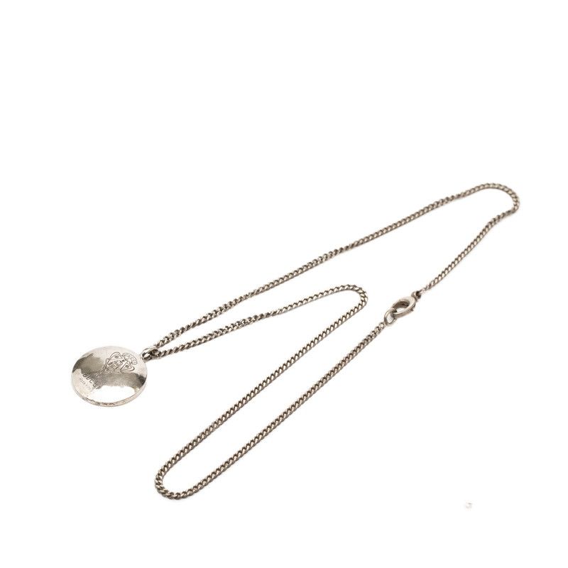 Gucci Crest Round Coin Chain Pendant Silver — view 4