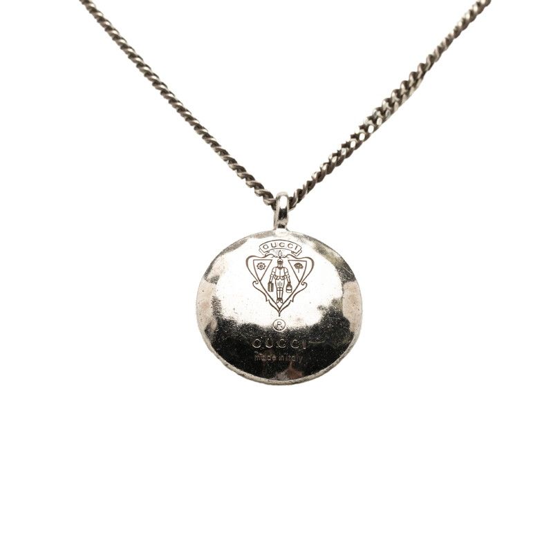 Gucci Crest Round Coin Chain Pendant Silver — view 2