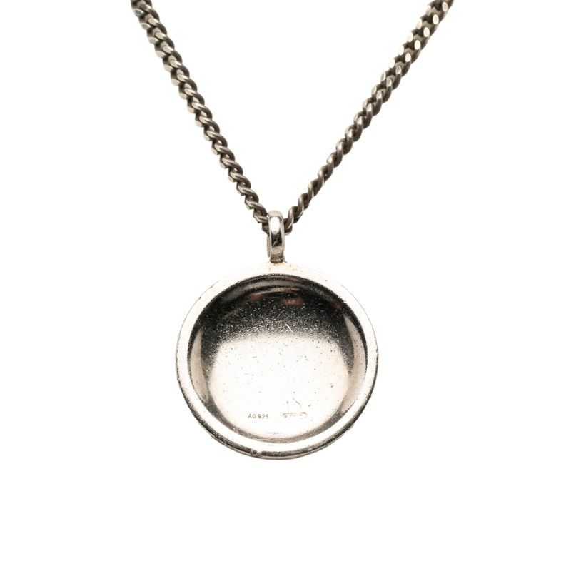 Gucci Crest Round Coin Chain Pendant Silver — view 3