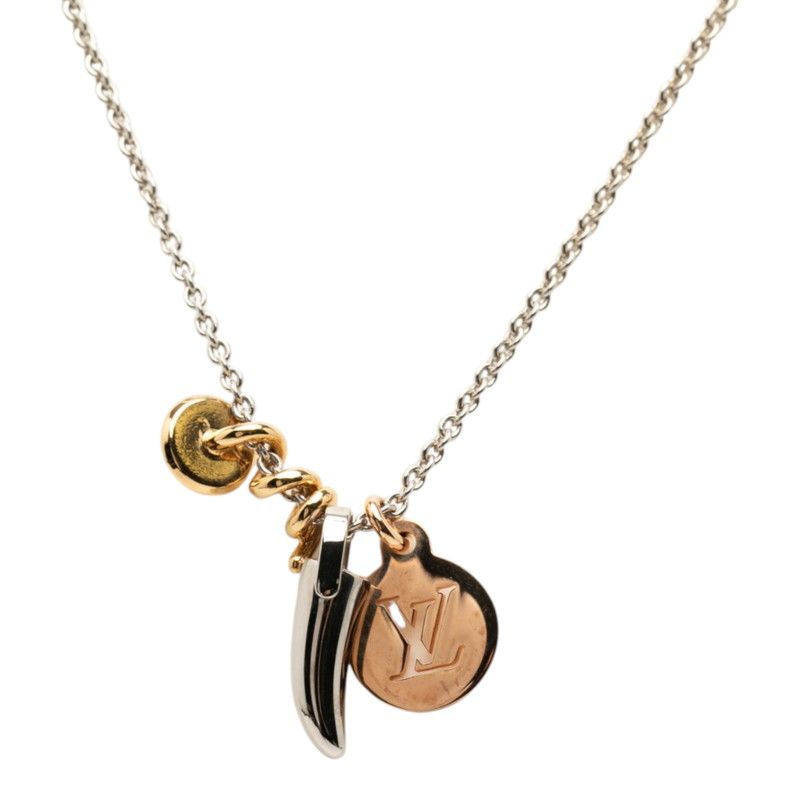 Louis Vuitton Safari Charm Chain Pendant Silver and Pink Gold Plated