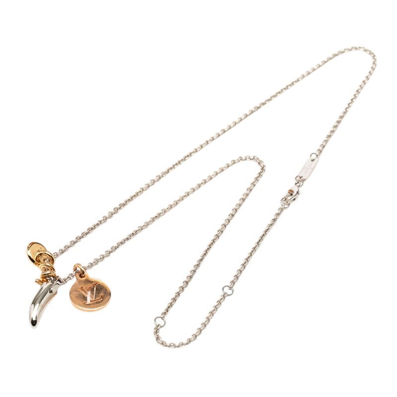 Louis Vuitton Safari Charm Chain Pendant Silver and Pink Gold Plated — view 3
