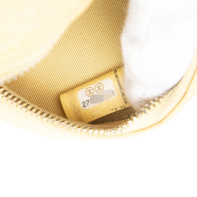 Chanel CC Logo Quilted Crossbody Chain Shoulder Bag Yellow Caviar Leather — view 6