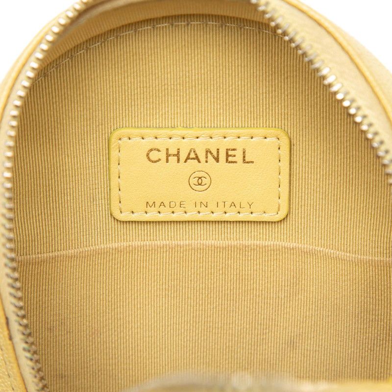 Chanel CC Logo Quilted Crossbody Chain Shoulder Bag Yellow Caviar Leather — view 5