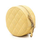Chanel CC Logo Quilted Crossbody Chain Shoulder Bag Yellow Caviar Leather — view 2