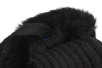 Chanel CC Logo Rabbit Mittens Gloves Black White Fur Lambskin — view 8