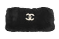 Chanel CC Logo Rabbit Arm Warmers Black White